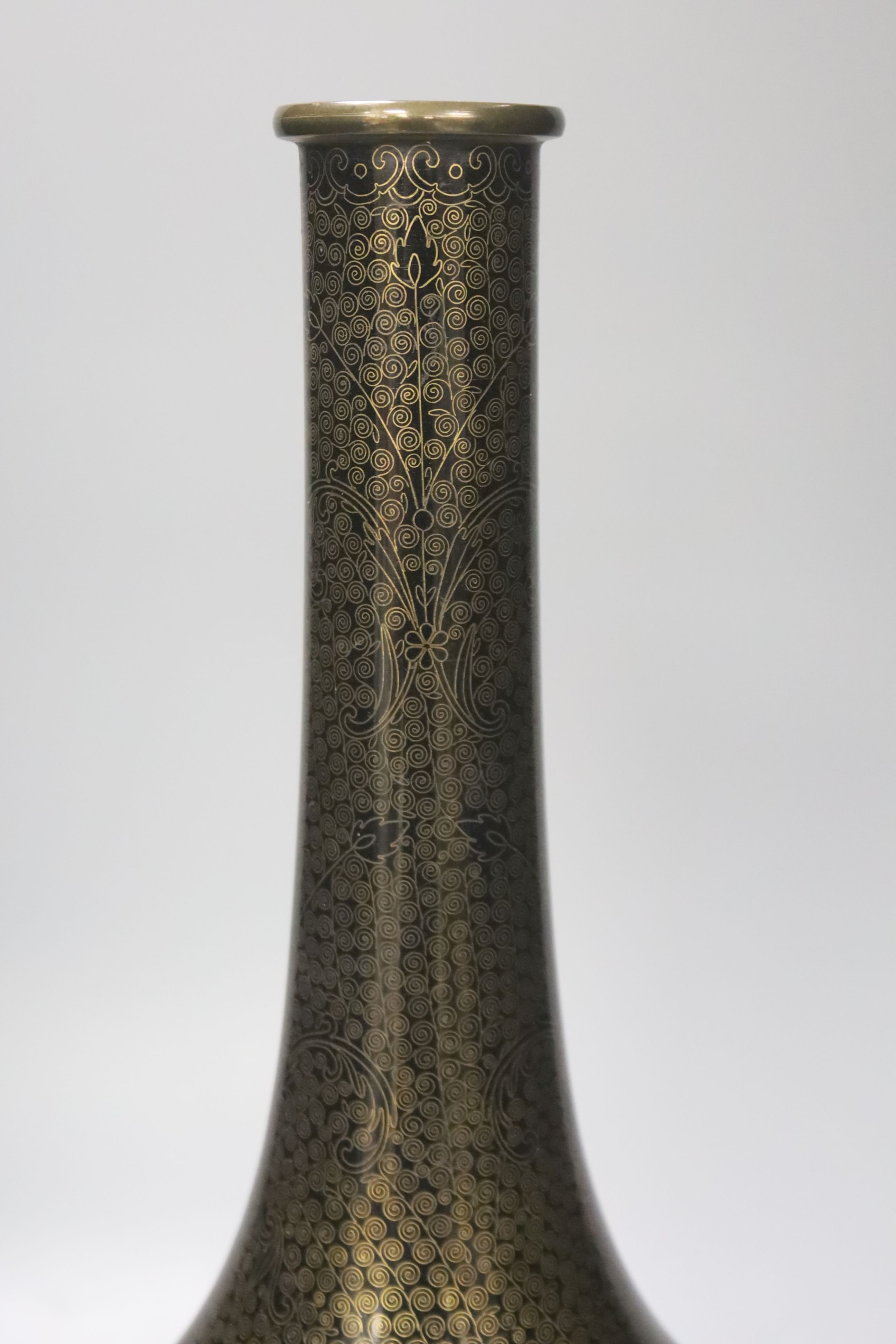 A 19th century Indian Bidri ware bottle vase